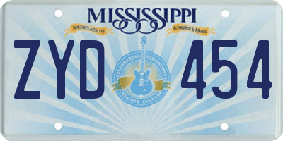MS license plate ZYD454