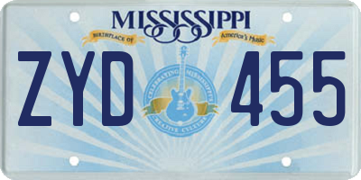 MS license plate ZYD455