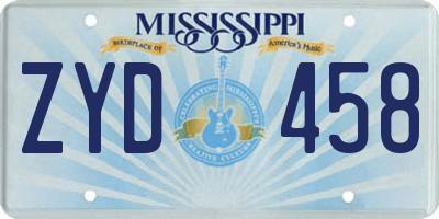 MS license plate ZYD458
