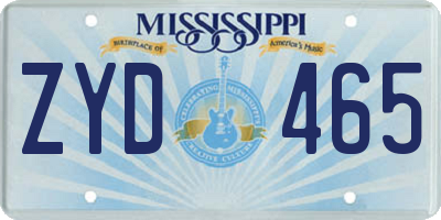 MS license plate ZYD465