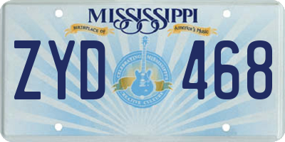 MS license plate ZYD468