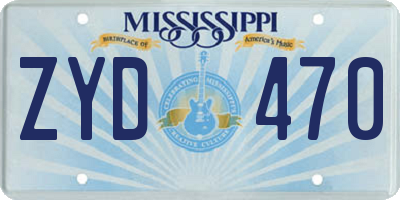 MS license plate ZYD470