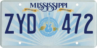 MS license plate ZYD472