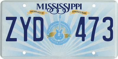 MS license plate ZYD473
