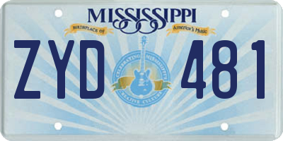 MS license plate ZYD481