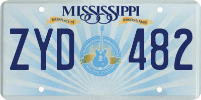MS license plate ZYD482