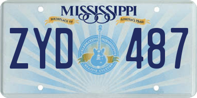 MS license plate ZYD487