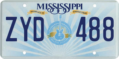MS license plate ZYD488