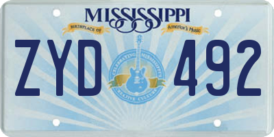 MS license plate ZYD492