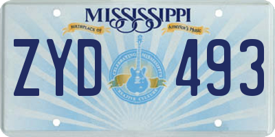 MS license plate ZYD493