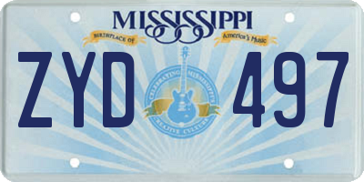 MS license plate ZYD497