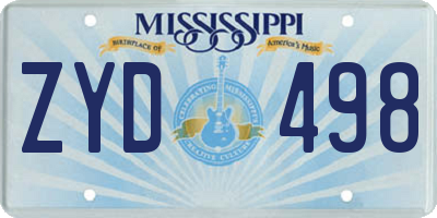 MS license plate ZYD498