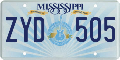 MS license plate ZYD505