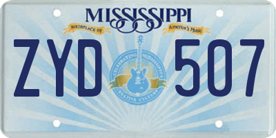 MS license plate ZYD507