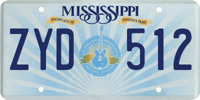MS license plate ZYD512