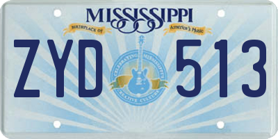 MS license plate ZYD513