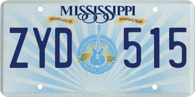 MS license plate ZYD515