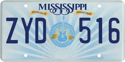 MS license plate ZYD516