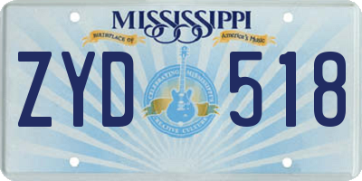 MS license plate ZYD518