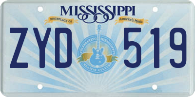 MS license plate ZYD519
