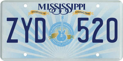MS license plate ZYD520