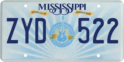 MS license plate ZYD522