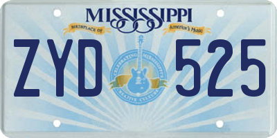 MS license plate ZYD525