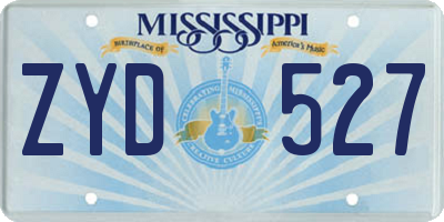 MS license plate ZYD527