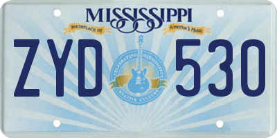 MS license plate ZYD530