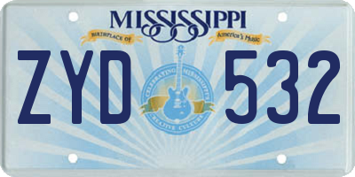 MS license plate ZYD532