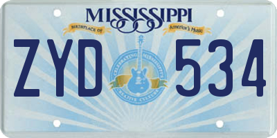MS license plate ZYD534