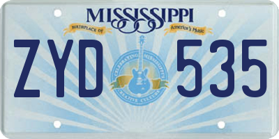 MS license plate ZYD535