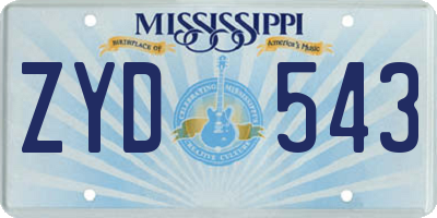 MS license plate ZYD543