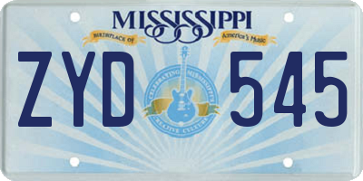 MS license plate ZYD545
