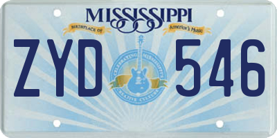 MS license plate ZYD546