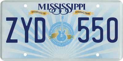 MS license plate ZYD550