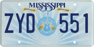 MS license plate ZYD551