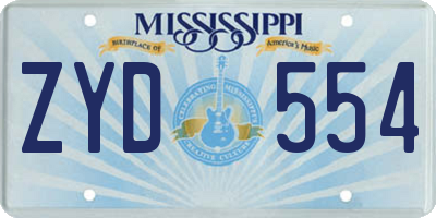 MS license plate ZYD554