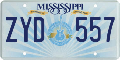 MS license plate ZYD557
