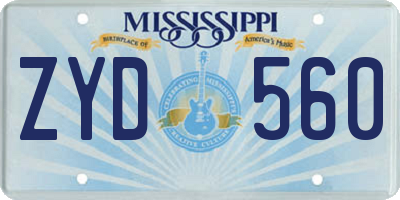 MS license plate ZYD560