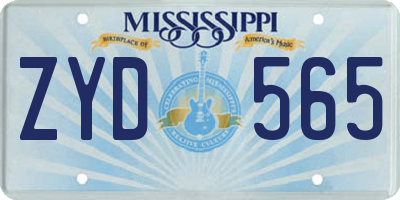 MS license plate ZYD565
