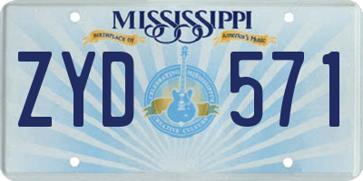 MS license plate ZYD571
