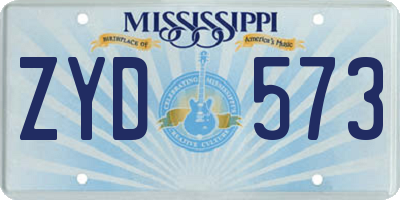 MS license plate ZYD573