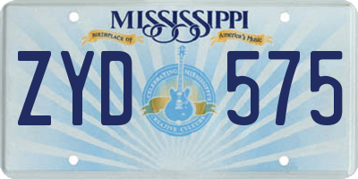 MS license plate ZYD575