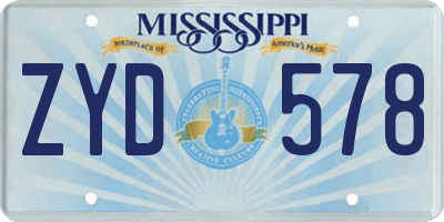 MS license plate ZYD578