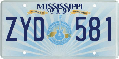 MS license plate ZYD581
