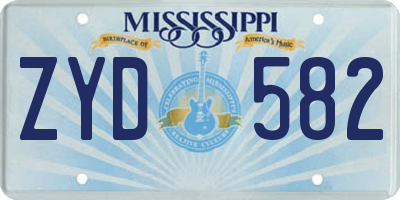 MS license plate ZYD582