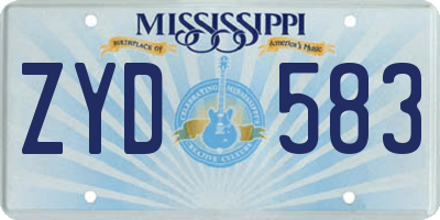 MS license plate ZYD583