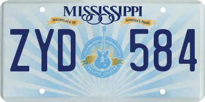MS license plate ZYD584