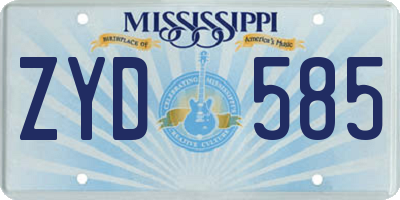 MS license plate ZYD585